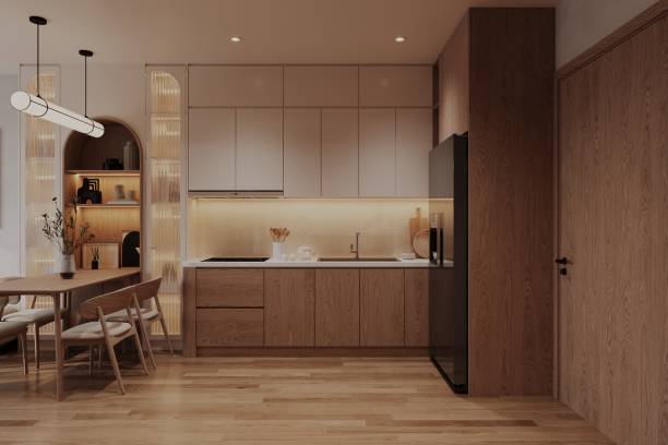 istock A harmonious blend of wood, metal, and concrete kitchen interior 2172782066