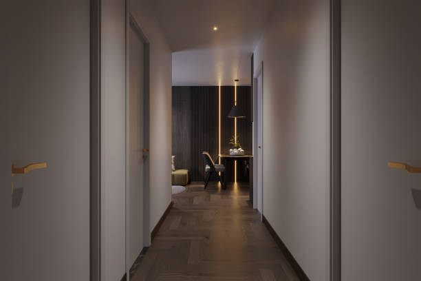 istock 3d rendering beautiful corridors in modern apartment house 2172782420