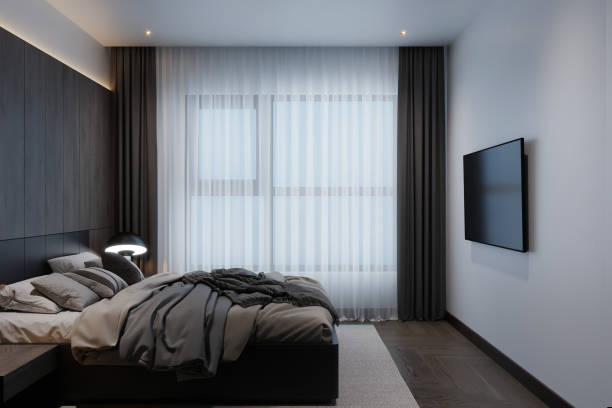 istock Modern bedroom interior design, Sunlight comes into the Modern bedroom. 2172782550