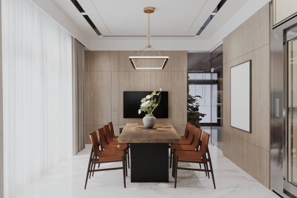 istock Scandinavian style interior design of modern dining room. 2172782631