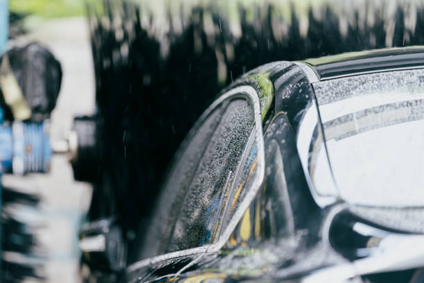 Car washing machine is washing the car
