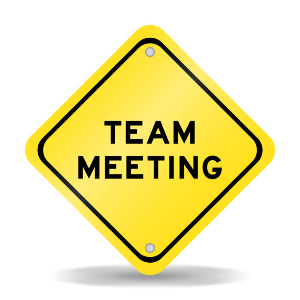 istock Yellow color transportation sign with word team meeting on white background 2172791040