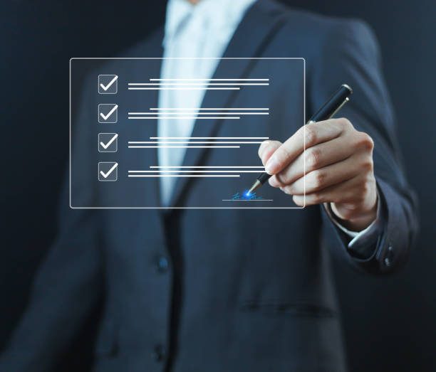 istock Businessman signing electronic document on digital document. Electronic signature concept. Electronic signature concept. 2172791535