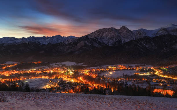 istock view of Zakopane at night 2172792604