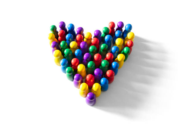 istock Heart shaped pawn crowd group or team representing diversity, equality love and inclusion 2172795630