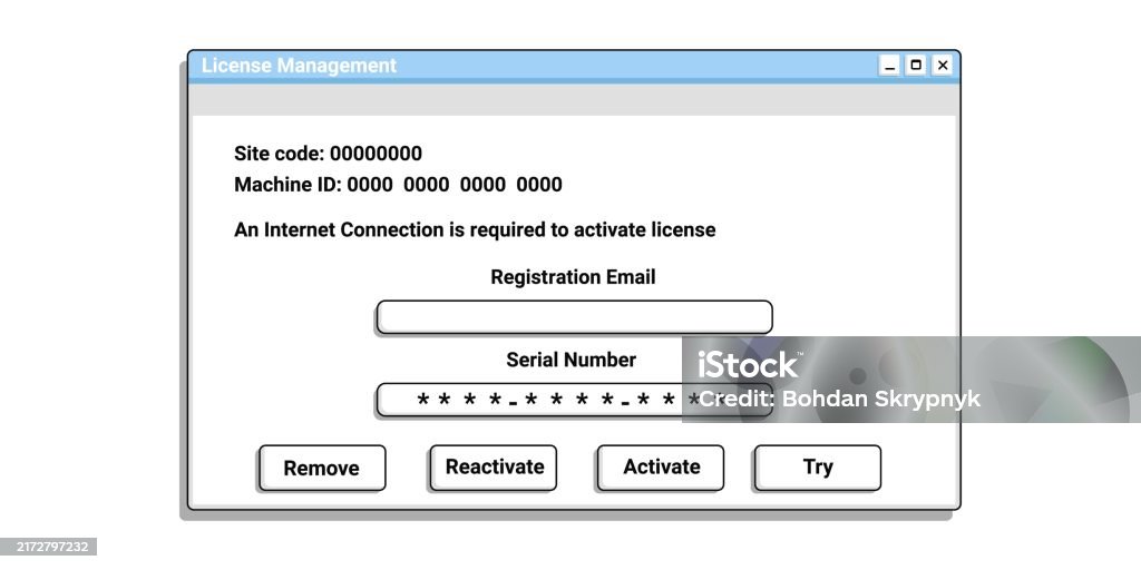 Registration Window In Old Style On Computer Serial Number Digital Form ...