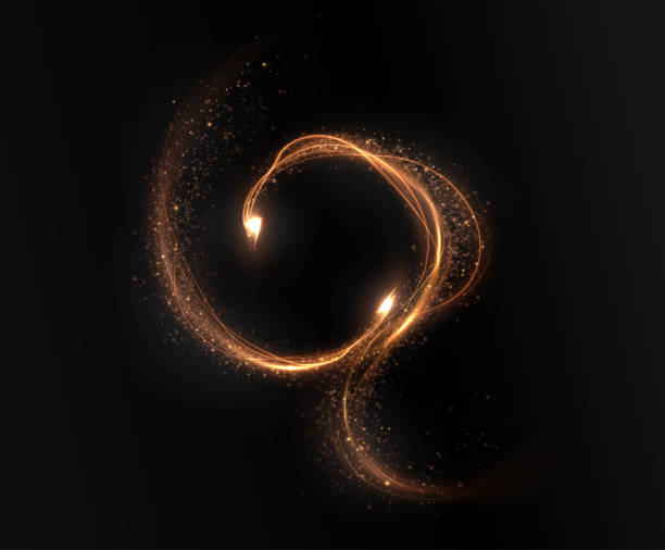 istock Christmas gold curved light line, rope, tape. Smooth festive gold line  with light effects. Light golden Twirl. Curve light effect of golden line. Luminous golden spiral. 2172797595