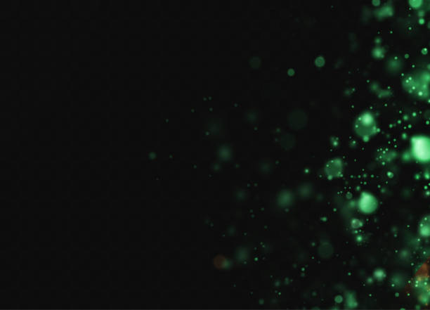 istock Christmas background. Powder dust. Magic bokeh green  shines with green dust. Small realistic glare on a transparent  background. Design element for cards, invitations, backgrounds, screensavers. 2172797710