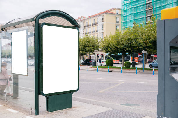 istock Bus stop with blank poster 2172798503