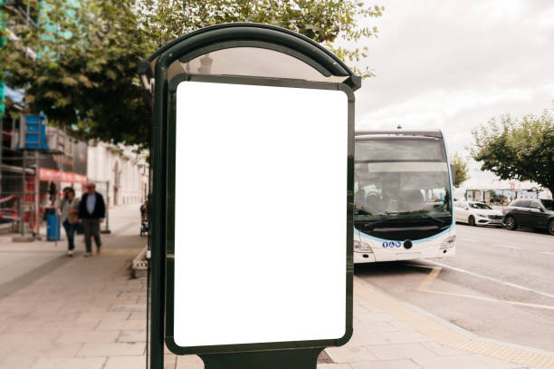 istock Bus stop with blank poster 2172798613