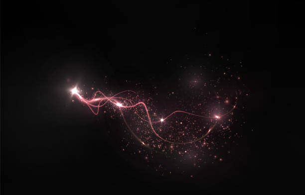 istock Red curved light line, rope, tape. Smooth festive Red line  with light effects. Light Red Twirl. Curve light effect of Red line. Red light frame. 2172801138