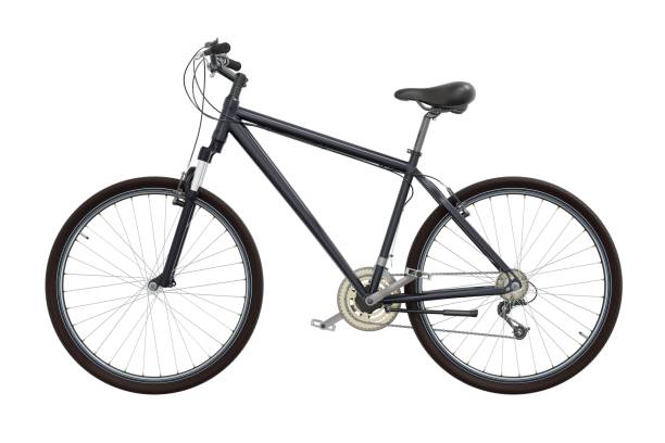istock Black bicycle, side view isolated on white background, 3D illustration 2172802036