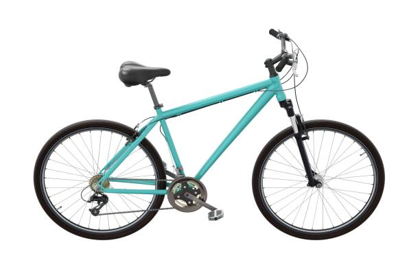 istock Blue teal bicycle, side view isolated on white background, 3D illustration 2172802065