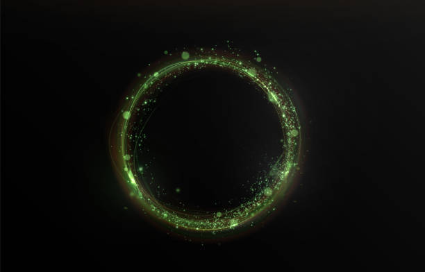 istock Vector light line effect of green circle. Luminous fire trail on a transparent background. Light round line with an advantage effect. green dust circle light. Christmas frame. 2172804453