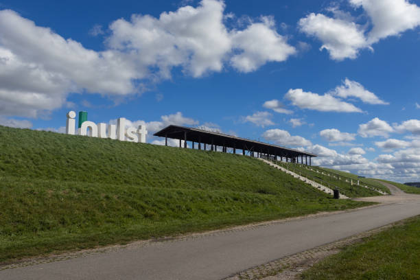 Hulst, Netherlands, 8 September 2024: Entrance to the Nature Reserve ' Verdronken Land van Saeftinghe'. Lying on the bank of the Westerschelde estuary it  is the largest brackish water marsh in Europe.