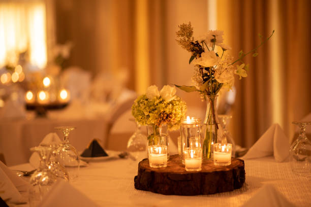 istock Beautiful wedding floral decoration with candles 2172827013