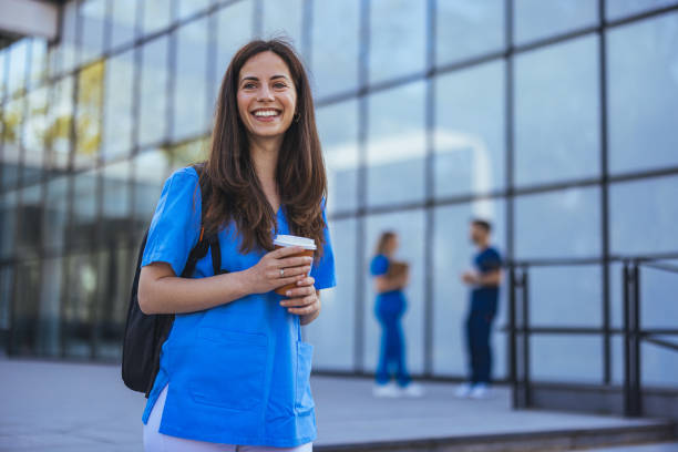 istock Confident nurse on her way to work in a clinic. 2172838285