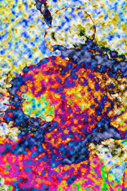 Natural abstract fluid art painting in alcohol ink technique. Soft dreamy colors create transparent wavy lines.