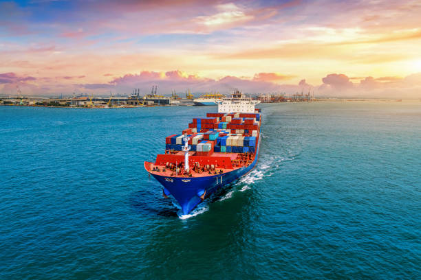 istock Aerial view of container cargo ship in sea. 2172854338