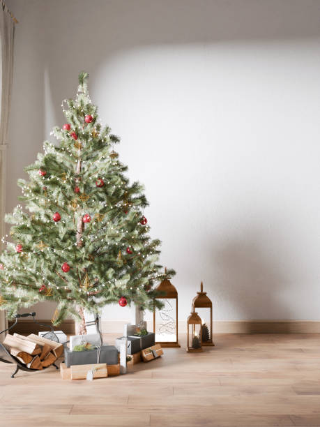 istock Christmas interior home, empty in home design new year, element mockup annual holidays, 3d render 2172856103