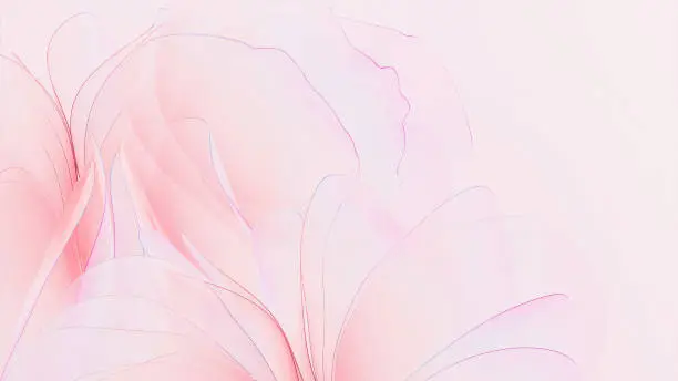 Sfondo astratto con petali sovrapposti in vetro rosa chiaro, illustrazione di rendering 3D Sfondo astratto con petali sovrapposti in vetro rosa chiaro, illustrazione di rendering 3D