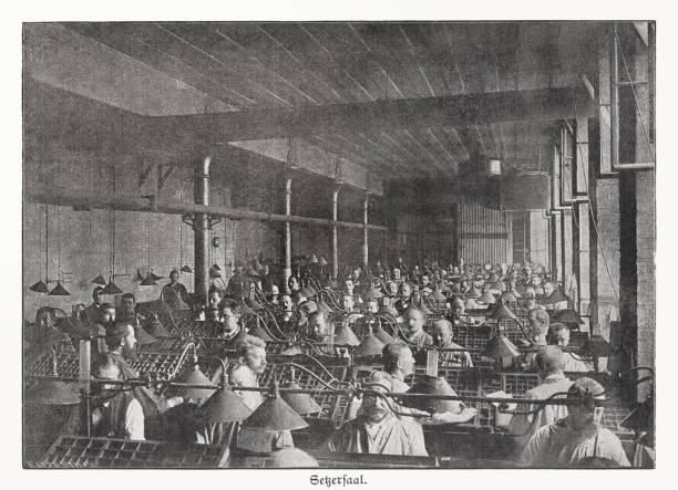 istock Typesetting room for news paper, halftone print, published in 1895 2172881578