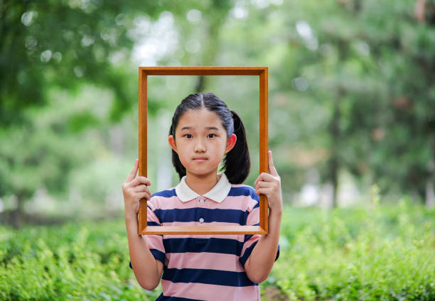 Litter girl in the picture frame