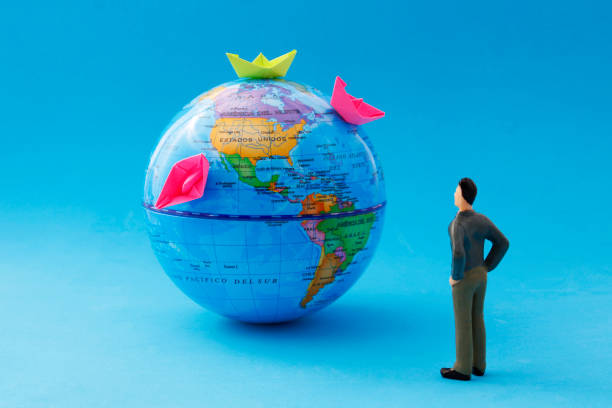 A focused shot of a globe, perfect for concepts of travel planning, global learning, and worldwide communication.