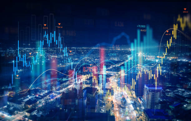 istock Trade technology, and investment analysis.Big data chart on city backdrop.Business development, financial plan and strategy.Analysis finance graph and market chart investment. 2172887200