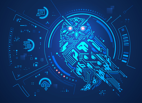 Cyberowl Network Sensor Cyberowl Stock Illustration - Download Image Now - Owl, Abstract ...
