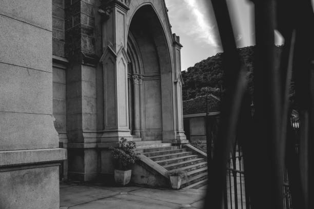 Close up from the Catedral So Pedro de Alcantara in black and white. Petropolis RJ Brazil. May 28 2024.