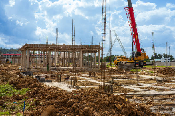 istock Constructed residential building using brick or Concreate Block structure. Outside view of the contemporary house that is currently under construction. 2172901070