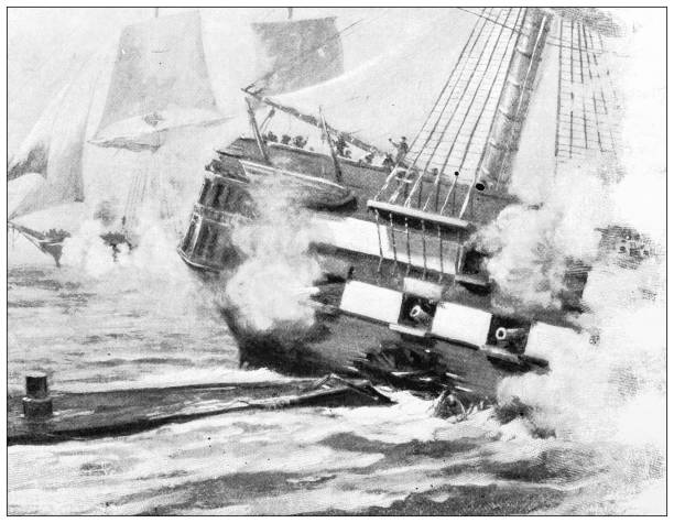 Antique image: Stevens ram sinking a Frigate