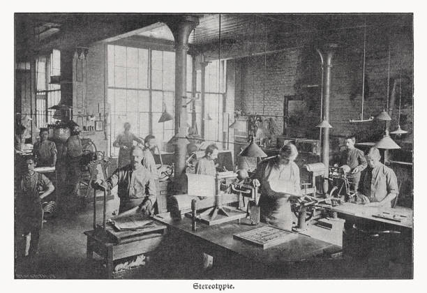 istock Stereotype casting room in a printing shop, halftone, published 1895 2172903026