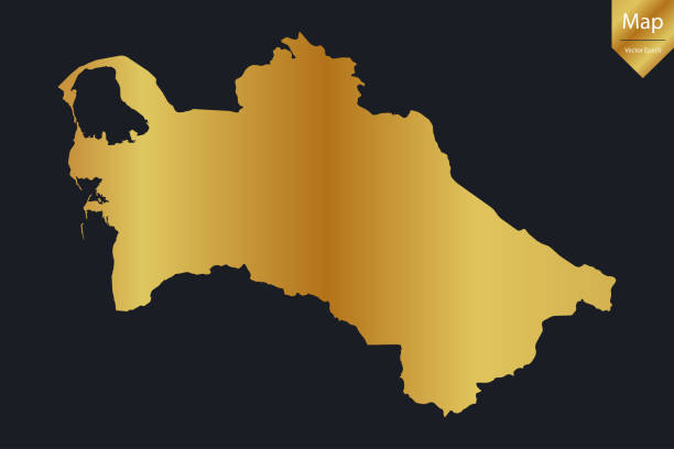 istock Abstract - High Detailed Gold Map of Turkmenistan. 2172907873