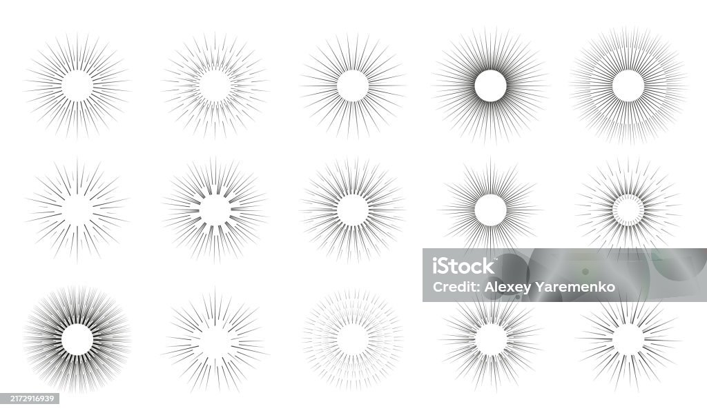 Vector Image Pack Rays Geometric Sun Rays Set Radial Sunburst And Sparkles Pack Of Ui And Ux ...
