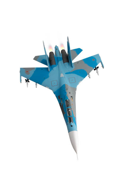 istock Russian Jet fighter flying isolated on white background. 2172919112