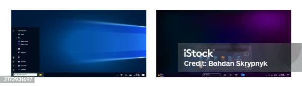 Modern Operating Systems Window In Blue And Purple Style With User ...