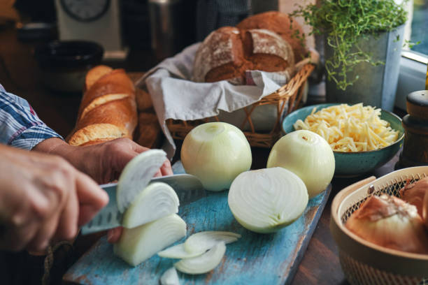 Preparing French Onion Soup in Domestic Kitchen