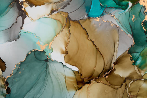 istock Natural  luxury abstract fluid art painting in liquid ink technique. Tender and dreamy  wallpaper. Mixture of colors creating transparent waves and golden swirls. For posters, other printed materials 2172939336