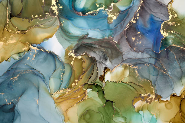 istock Natural  luxury abstract fluid art painting in liquid ink technique. Tender and dreamy  wallpaper. Mixture of colors creating transparent waves and golden swirls. For posters, other printed materials 2172939390