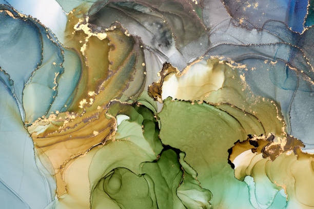 istock Natural  luxury abstract fluid art painting in liquid ink technique. Tender and dreamy  wallpaper. Mixture of colors creating transparent waves and golden swirls. For posters, other printed materials 2172939461