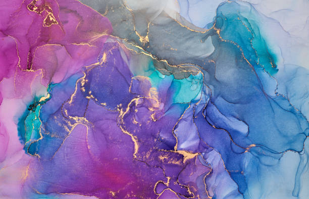 istock Natural  luxury abstract fluid art painting in alcohol ink technique. Tender and dreamy  wallpaper. Mixture of colors creating transparent waves and golden swirls. For posters, other printed materials 2172939654
