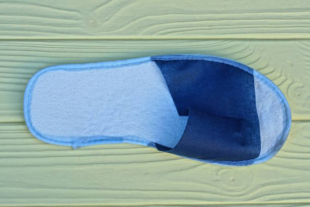 istock one blue white slippers made of fabric 2172940510