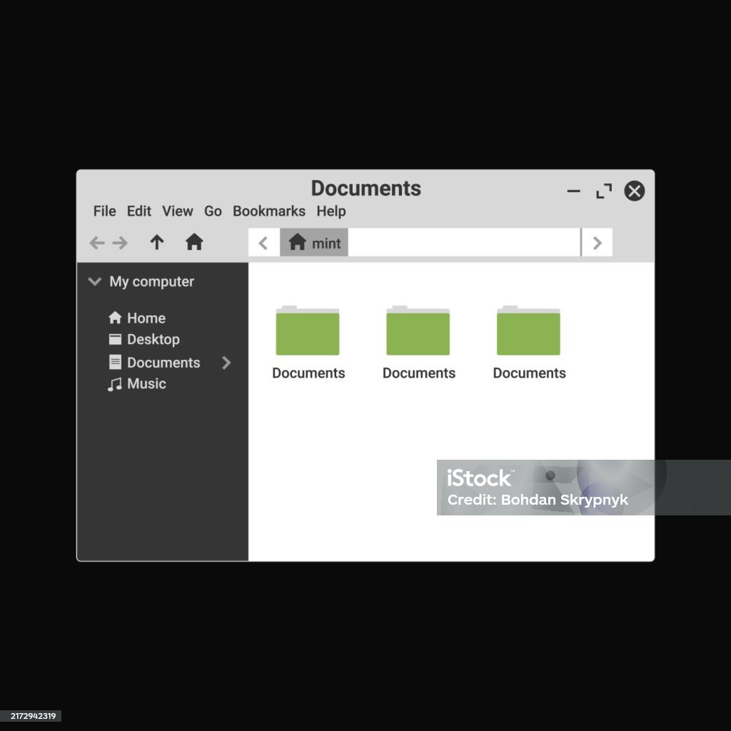 File Management Color Document Manager Panel In Green Color Digital Explorer For Computer ...
