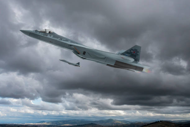 istock Russian Jet fighters flying over clouds. 2172946153