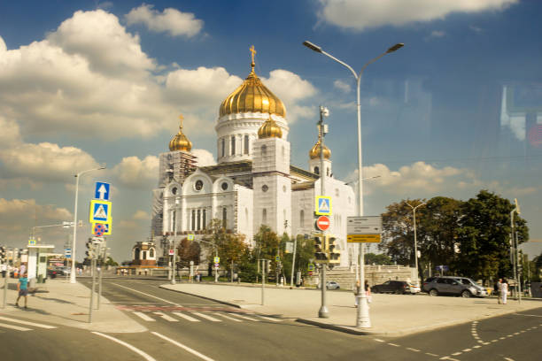Moscow, Russia - 25, August, 2024.Bus tour of interesting places and streets of Moscow.The Cathedral of Christ the Savior.