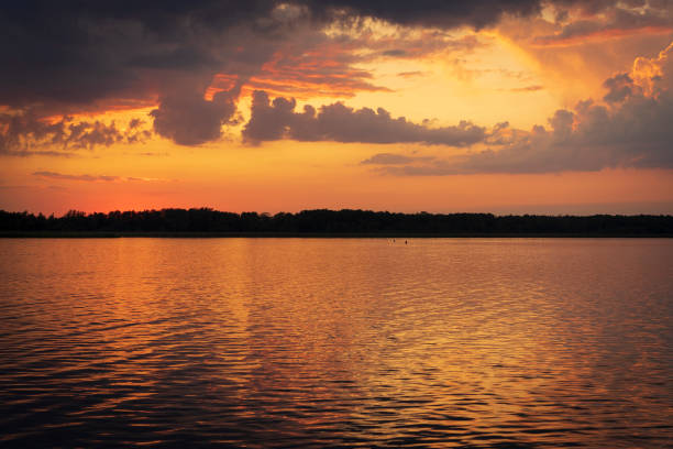 Golden sunset on Lake Ros. Pisz. Masuria.