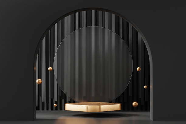 istock 3D rendering abstract gold platform podium product presentation background 2172948400
