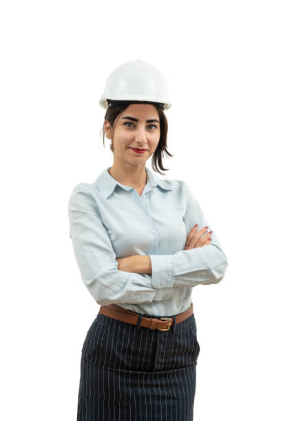 istock Engineer woman with arms crossed isolated on white background 2172950308